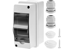 QWORK 2 Way Circuit Breaker MCB Distribution Protection Box, IP65 Waterproof ABS Plastic Breaker Electrical Box and Transpare