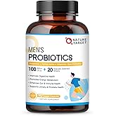 NATURE TARGET Probiotics for Men Digestive Health with Enzymes & Prebiotics, 100 Billion CFUs, Men's Probiotics with Saw Palmetto & Cranberry for Prostate & Urinary Tract Health, 90 Veggie Capsules