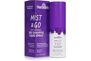 Herbishh Non-Aerosol Mist & Go Waterless Dry Shampoo (50 mL) Pump Spray Hair Refresher for Oily Greasy Roots, Volumizing Dry 