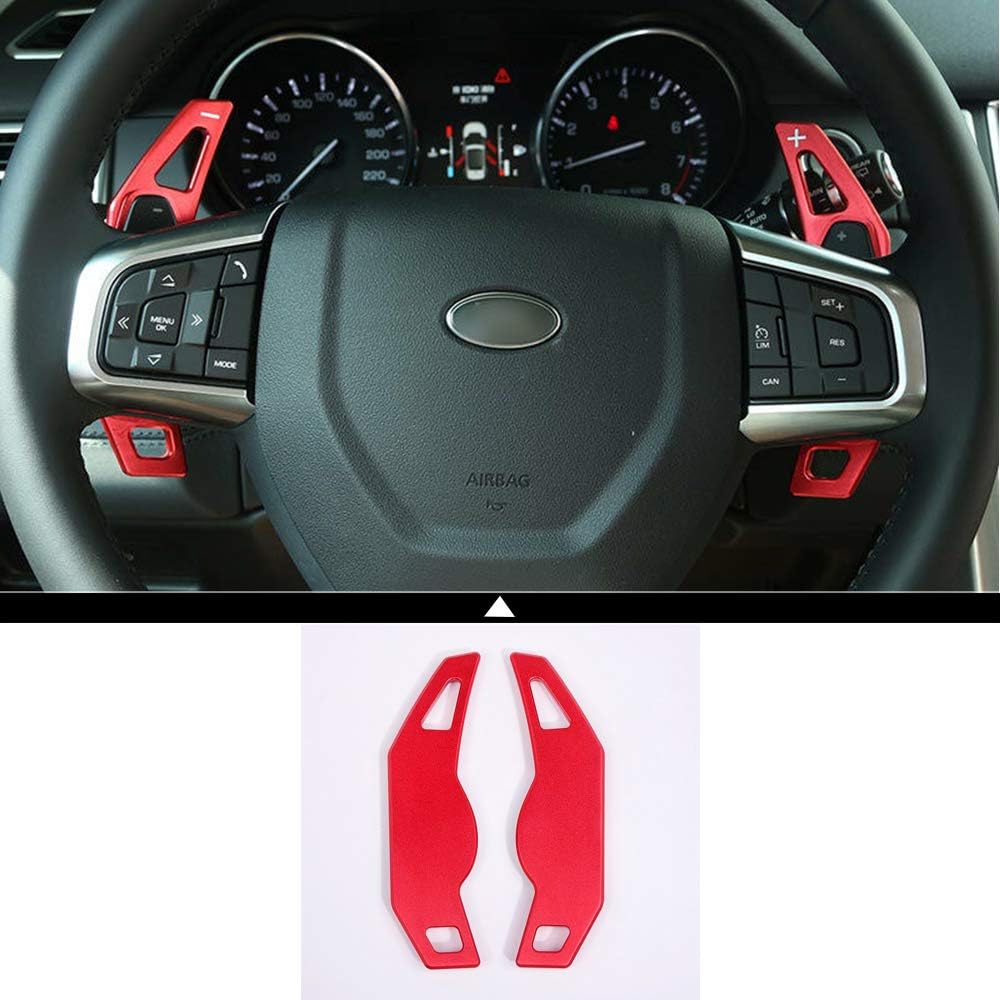 2Pcs Aluminium Alloy Red Car Paddle Shift Refit for Land Range Rover Evoque Vogue Sport Land Range Discovery 4 5 Car Interior Modification Decorative Accessories
