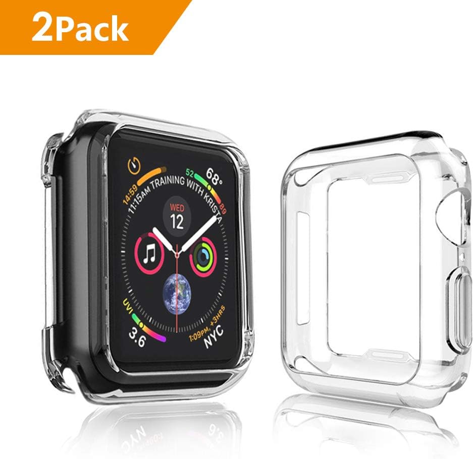 Dalinch Compatible with Apple Watch Series 5/4 Case 44mm,[2Pack] Soft Hollow Design Frame Protection Sweatproof TPU Bumper Case for iwatch 44mm Series 5 Series 4 (Clear)