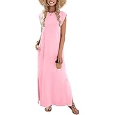 Zeagoo Summer Dresses for Women 2026 Black Long Maxi Sundresses Loose Split Wrinkle-Free Beach Travel Vacation Clothes