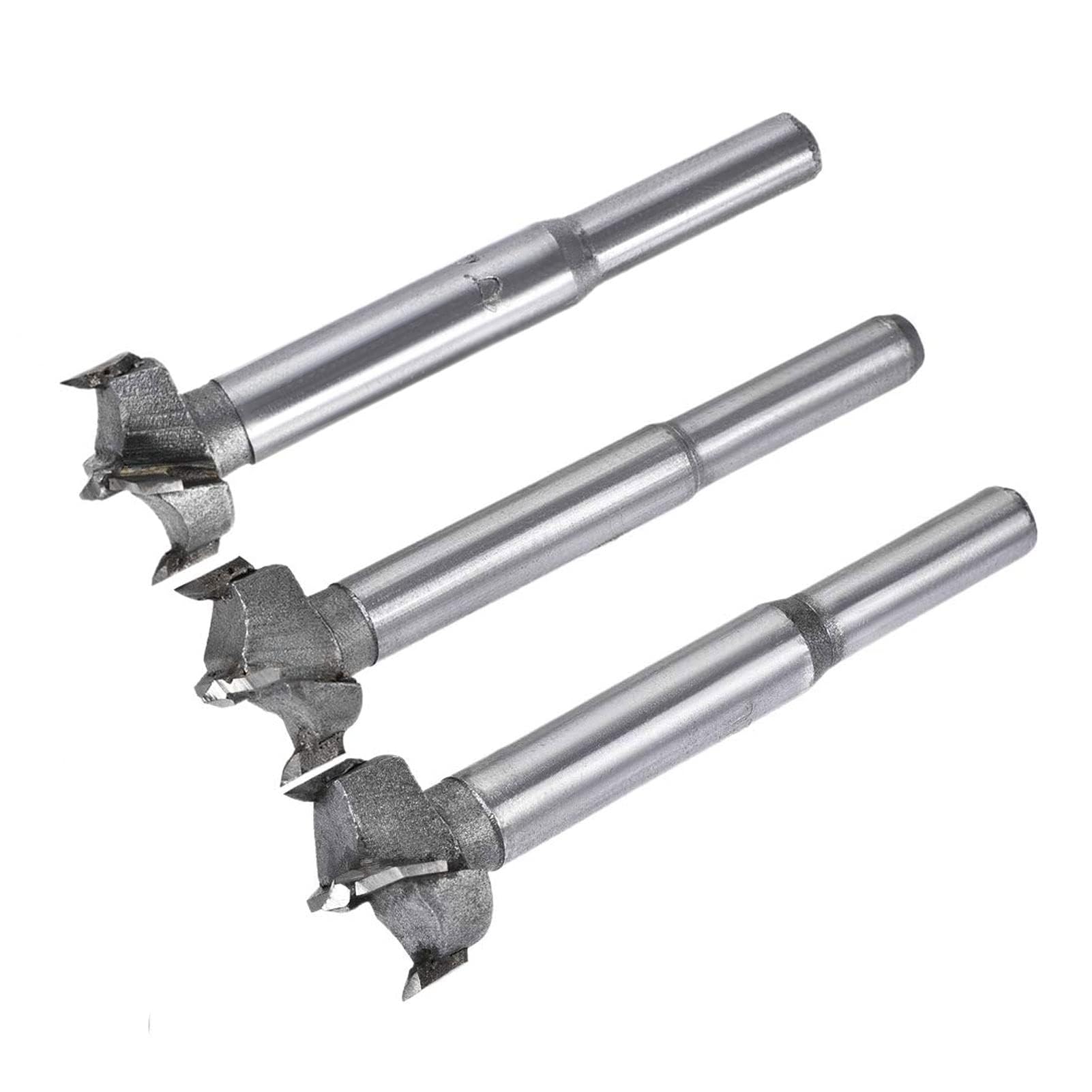 TOP-VIGOR Forstner Drill Bits 19mm 20mm 21mm Dia, Carbide Alloy Steel Forstner Bit with Round Shank, Boring Bit Cutter for Woodworking Hole Drilling(3in1 Set)