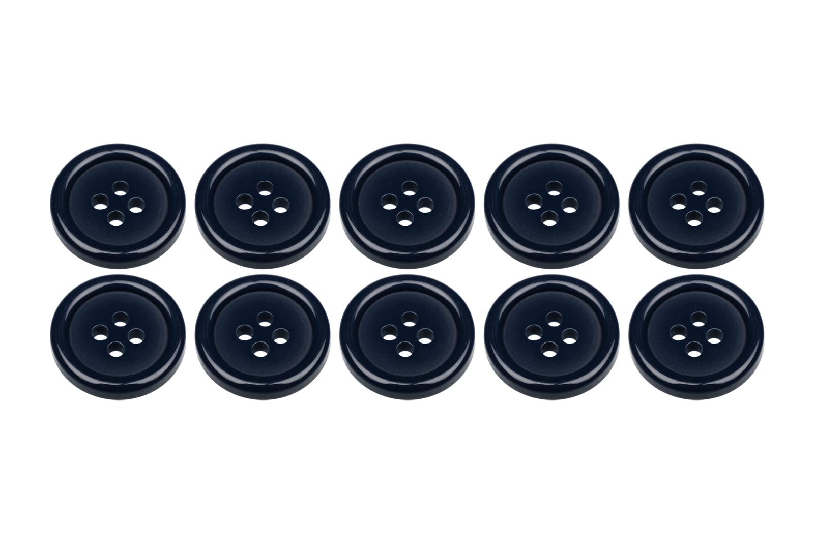 Pack of 10 Dark Blue 18mm Round Sew On Plastic Buttons for Trousers Skirts Coats Jackets Knitwear Cardigans Flat 4 Holes 28L