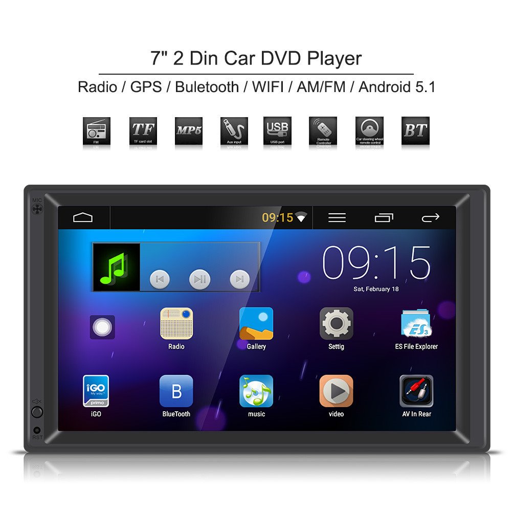 Qiilu Universal pulgadas Din Reproductor Multimedia MP Bluetooth Radio Estéreo Navegación GPS