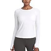 CRZ YOGA Seamless Long Sleeve Shirts for Women Waist Length - Workout Athletic Running Gym Yoga Tops Crewneck Breathable