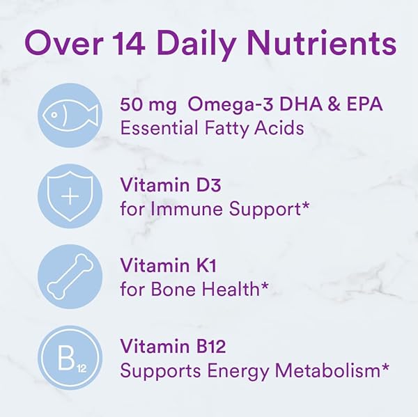 SMARTYPANTS TODDLER MULTIVITAMIN GUMMIES: OMEGA 3 FISH OIL (EPA/DHA), VITAMIN D3, C, VITAMIN B12, B6, A, K & ZINC, BIOTIN, BETA CAROTENE, GLUTEN FREE, THREE FRUIT FLAVORS, 90 COUNT (30 DAY SUPPLY)