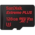 SanDisk 128GB Extreme Plus microSDXC UHS-I Memory Card with Adapter - 95MB/s, U3, V30, 4K UHD, Micro SD Card - SDSQXWG-128G-G