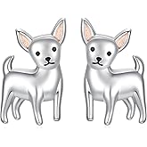 Sterling Silver Dogs Stud Earrings Pug French Bulldog Yorkie Schnauzer German Shepherd Dalmatian Dog Puppy Earrings Jewelry Gifts for Dogs Mom Pet Lovers (Chihuahua)