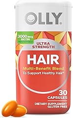 OLLY Ultra Strength Hair Softgels, Supports Hair Health, Biotin, Keratin, Vitamin D, B12, Hair Supplement, 30 Day Supply - 30