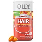 OLLY Ultra Strength Hair Softgels, Supports Hair Health, Biotin, Keratin, Vitamin D, B12, Hair Supplement, 30 Day Supply - 30 Count (Packaging May Vary)