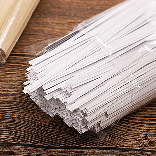 CandyHome 1000 Pcs 6" Paper White Twist Ties Bread Ties for Party Cello Candy Bags Cake Pops - Thumbnail 7