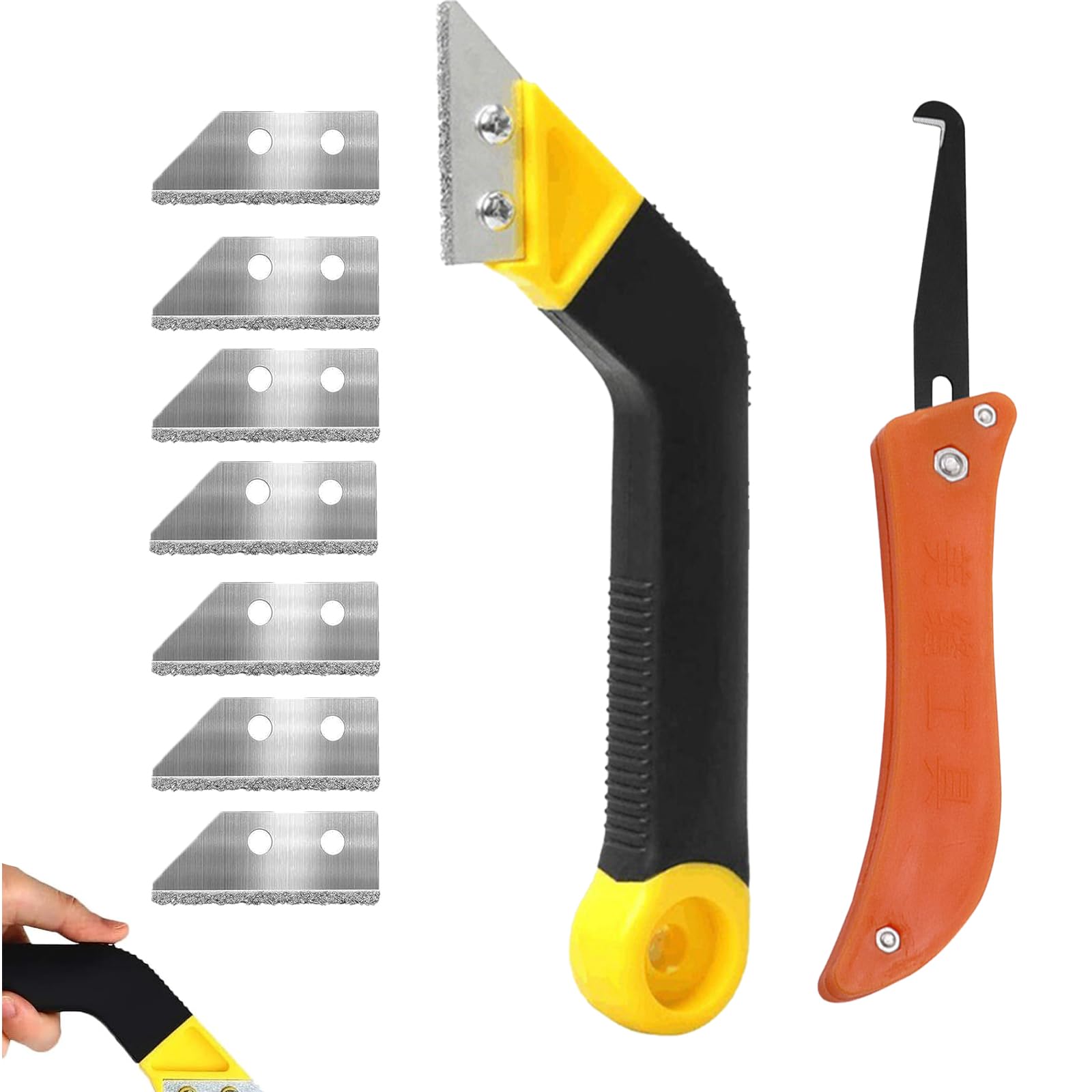 8 Pcs Pro Grout Removal Tool,Rake Removal Tools Tile Grout with 6 Pcs Replacement Accessories, Saw Angled Grout Scraping Rake for Tile Cleaning, Grouting Tool Efficient Removal