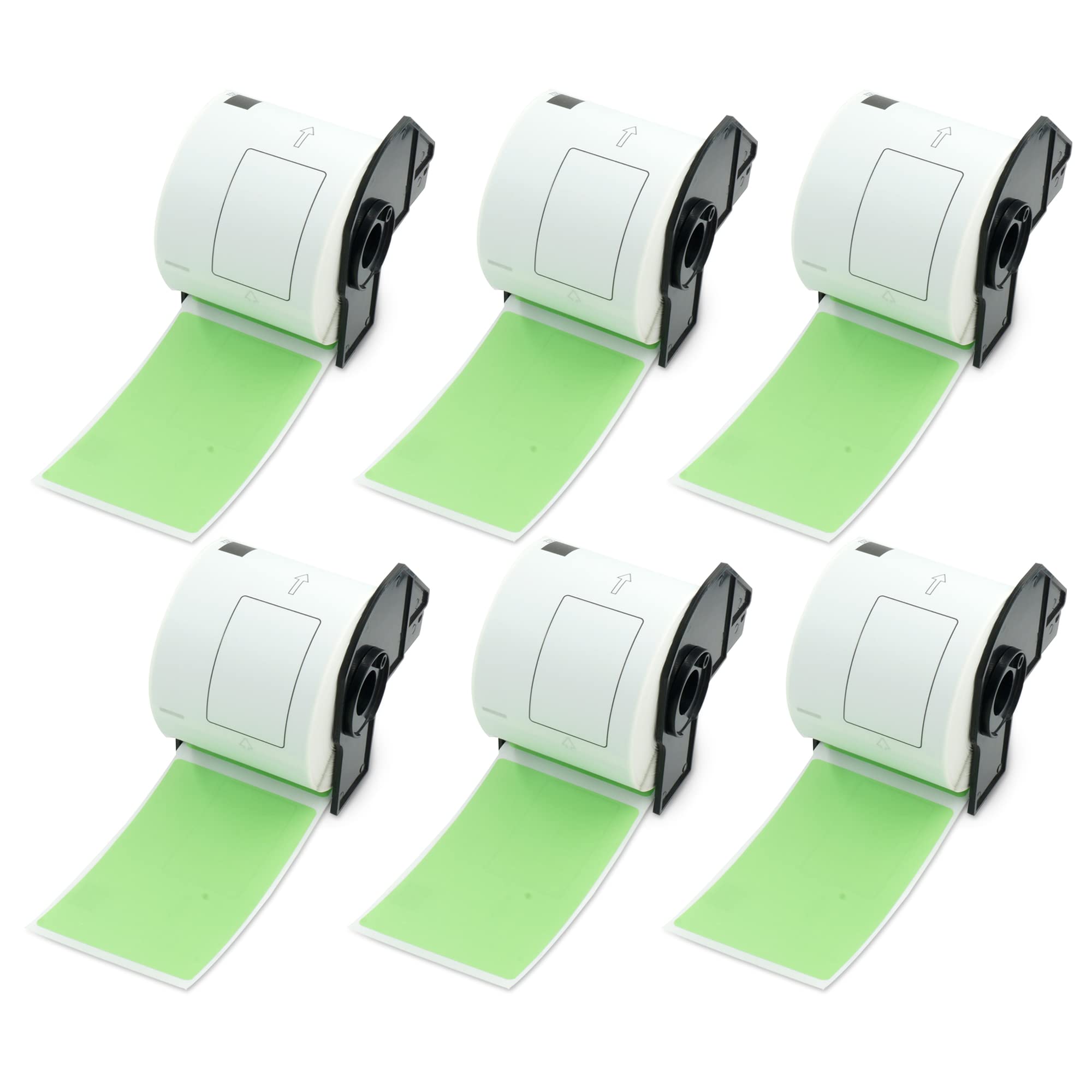 BETCKEY - 6 Rolls DK-11202 Colored Labels, 62mm x 100mm, Black on Green, 1800 Shipping Labels Using for QL Label Printers
