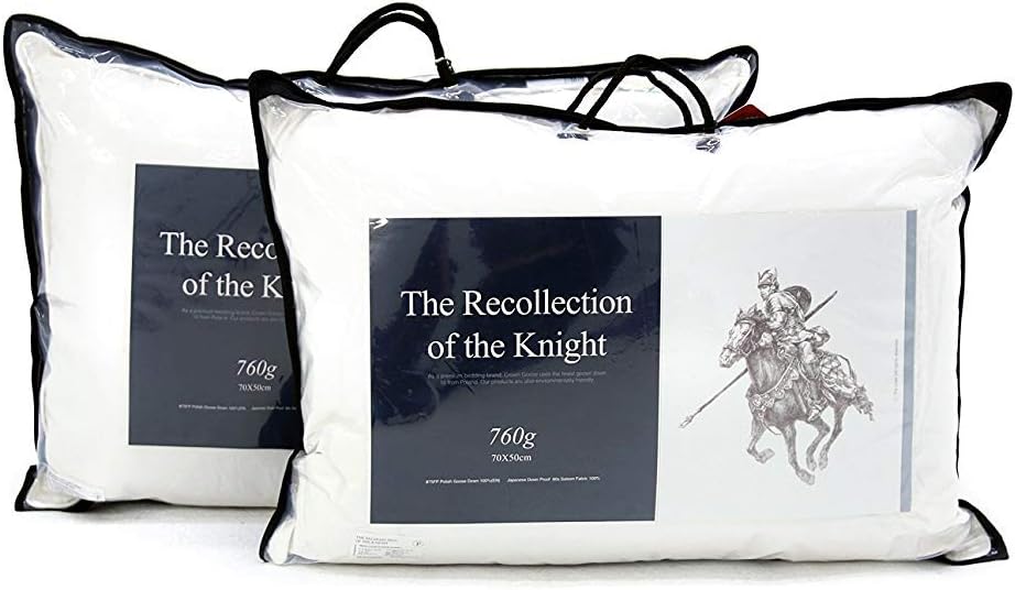 Crown Goose Luxurious White Goose Down Bed Pillow with European 875 Fill Power, Standard Size (27 oz, Set of 2)