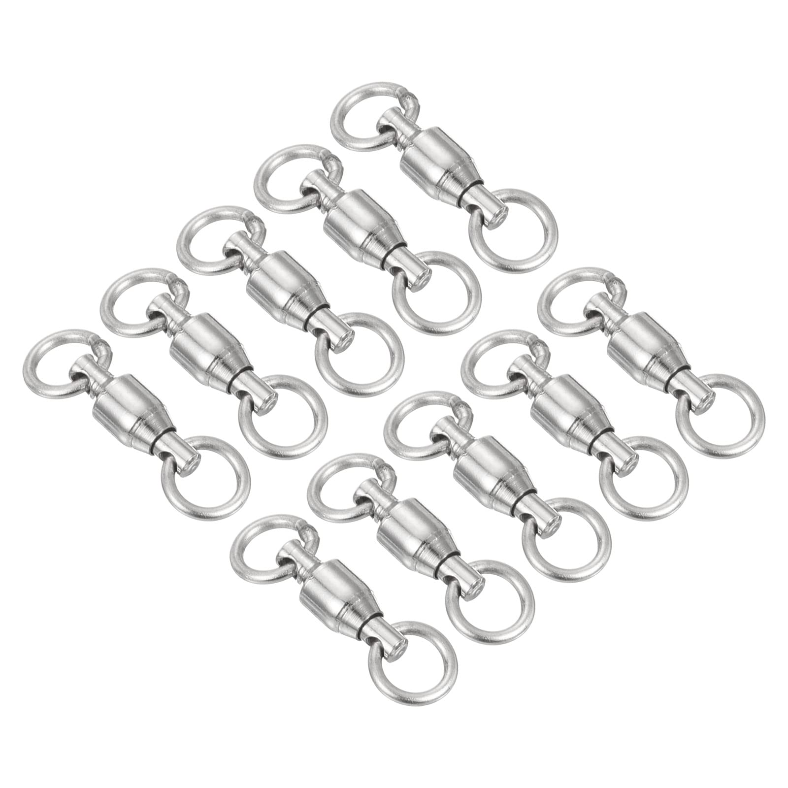 PATIKIL Ball Bearing Swivel, 10 Pack 30lb Carbon Steel Solid Welded Ring Fishing Tackle Connector, Silver