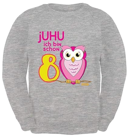 HARIZ Kinder Sweater JUHU Ich Bin Schon Acht Eule 8 Geburtstag Kinder Geschenkidee Plus Geschenkkarte