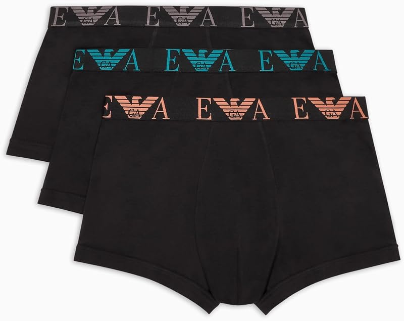 Herren 3-Pack Trunk Badehose, Black/Black/Black, M EU