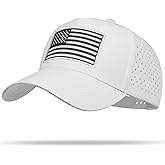 UALON American Flag Trucker Hat, Quick Dry Baseball Cap for Men & Women, Laser Cut Mesh Waterproof Snapback Hats