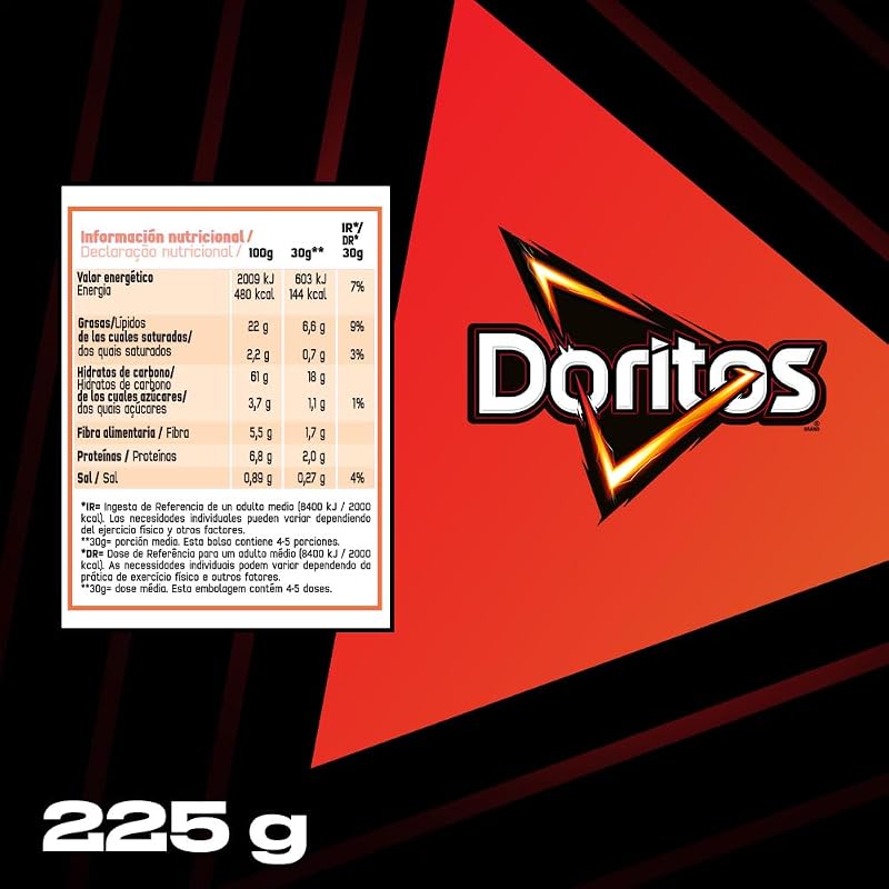 Tex Mex, Nachos con sabor a queso, Producto de Aperitivo, bolsa familiar, 225 gr