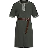 LMYOVE Viking Shirt for Mens Short Sleeve Medieval Knight Tunic LARP Tops Costume Renaissance Faire