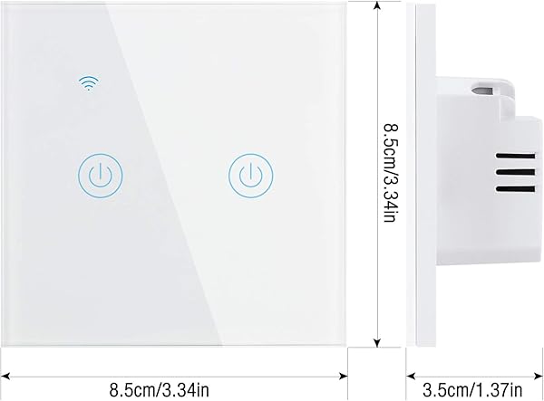 Gobesty Interruptor de Pared Wi Fi Interruptor Luz WiFi Interruptor Inteligente compatible con Alexa Google Home Smart Life Panel de vidrio tctil 2 Vas No se requiere cable neutro