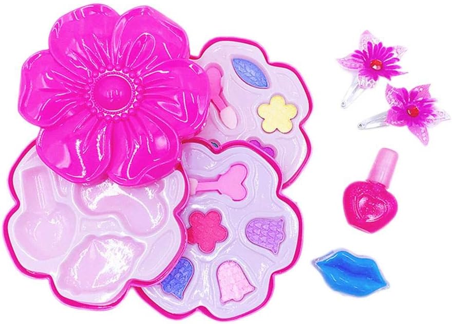 Children's Pretend Makeup Set Cosmetic Case 3 Layers Non-Toxic Washable Makeup Set Girls Nail Polish Set Lipstick Eye Shadow Beauty Salon Toys Girls Vanity Beauty Set