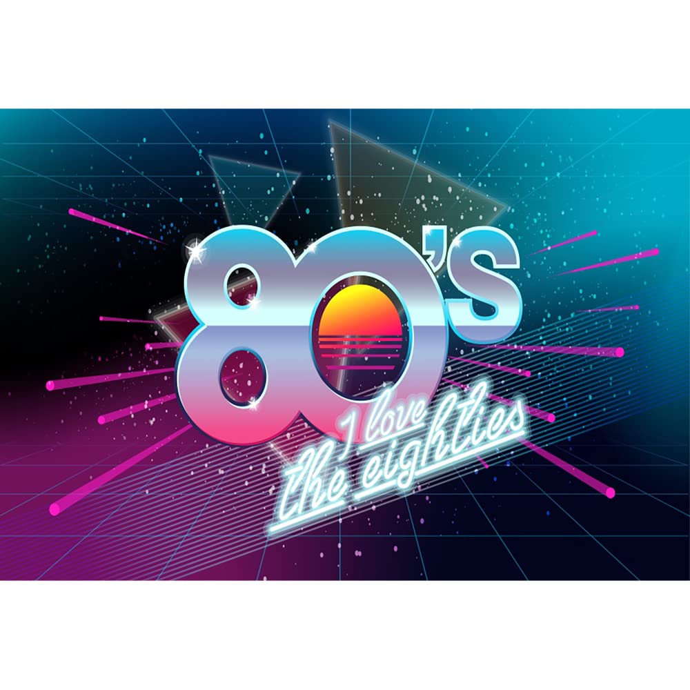 Aoihrraan 2,2x1,5m 80's Backdrop I Love The Eighties Neon Futuristic Sci-Fi Space Back to 1980's Party Retro Style Photography Background Hip Hop Themed Disco Prom Decor Banner Photo Studio Props