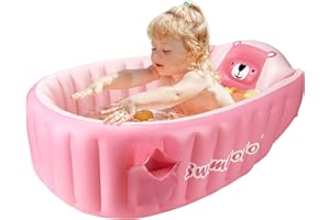 SHXKUAN Inflatable Baby Bathtub Infant Anti-Slip Bath Seat Pool with Air Pump Travel Camping Portable Toddler Bath Tub Age 0-5 Years Old (Pink)