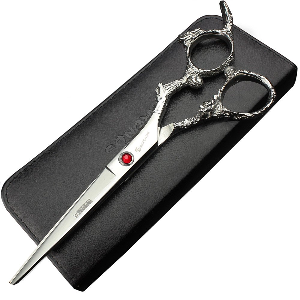Upscale Professional 6 inch Japan 440c Gem Dragon Hair Scissors Set Cutting Shears thinning sissors Barber Hairdressing (Cutting Scissors)