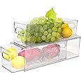2 Pack Refrigerator Organizer Bins with Pull-out Drawer, Stackable Fridge Drawer Organizer Set with Handle, BPA-free Drawable Clear Storage Cases for Freezer, Cabinet, Kitchen, Pantry Organization
