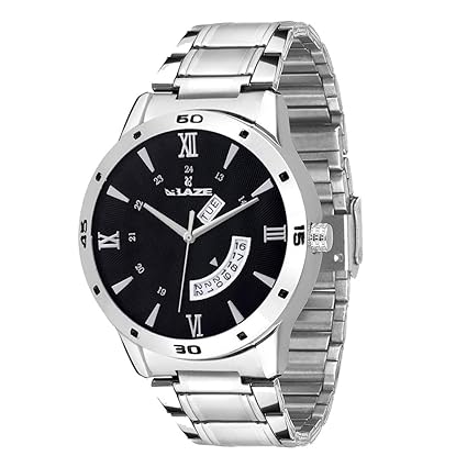 Blaze Day and Date Black Dial with Stainless Steel Strap Analogue Watch for Men