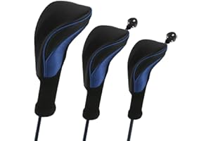 Number-one Golf Club Head Covers for Fairway Woods Driver Hybrids, 3Pcs Long Neck Mesh Golf Club Headcovers Set with Intercha