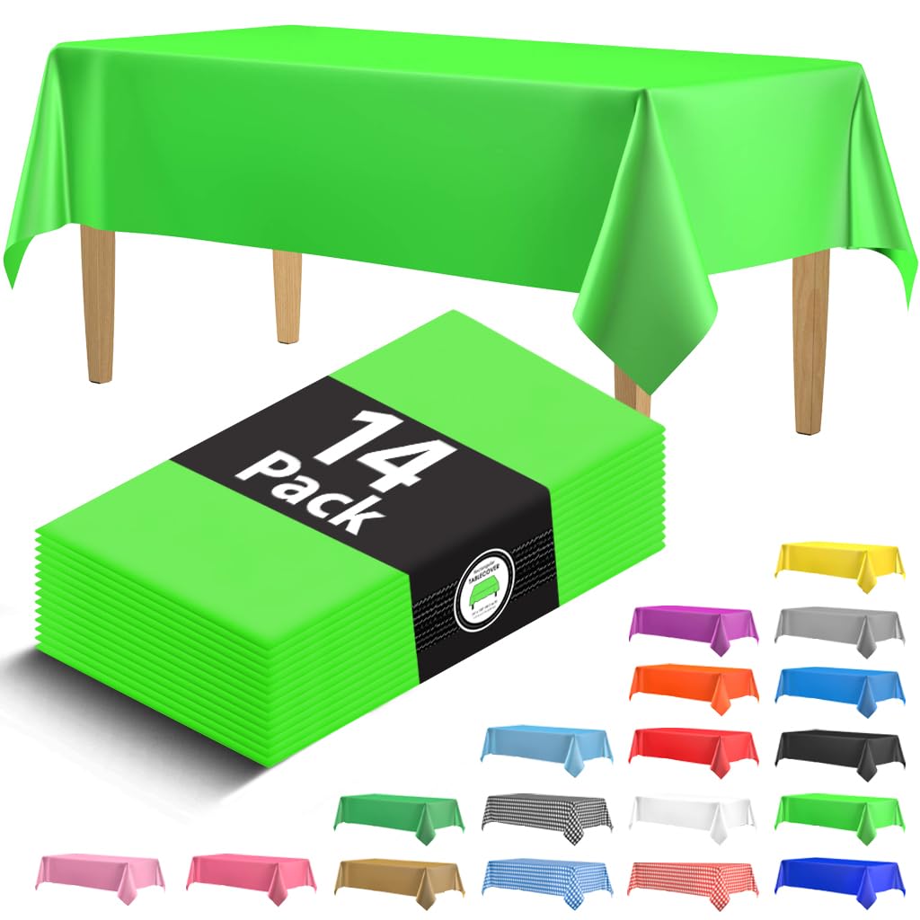 Photo 1 of 11 Pack Premium Lime Green Plastic Tablecloth - 54 x 108 in. Disposable Rectangle Plastic Table Cloth - Decorative Rectangle Table Cover Tablecloth - Disposable Table Cloths For Parties, Weddings