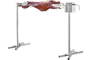VBENLEM 46'' Electric BBQ Rotisserie Grill Kit，Max Capacity 90 LB ,Automatic 32W Motor and Height Adjustable Stainless Steel Roaster Stand for Pig Rotisserie Hog Lamb Outdoor Party Campfire Barbecue