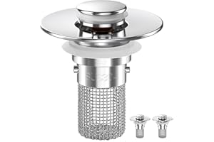 Bathroom Sink Drain Strainer (2PCS), Pop-up Sink Drain Strainer with Removable Stainless Steel Strainer Basket Hair Catcher, Bathroom Sink Strainer for Bathroom Sink Stopper Replacement.