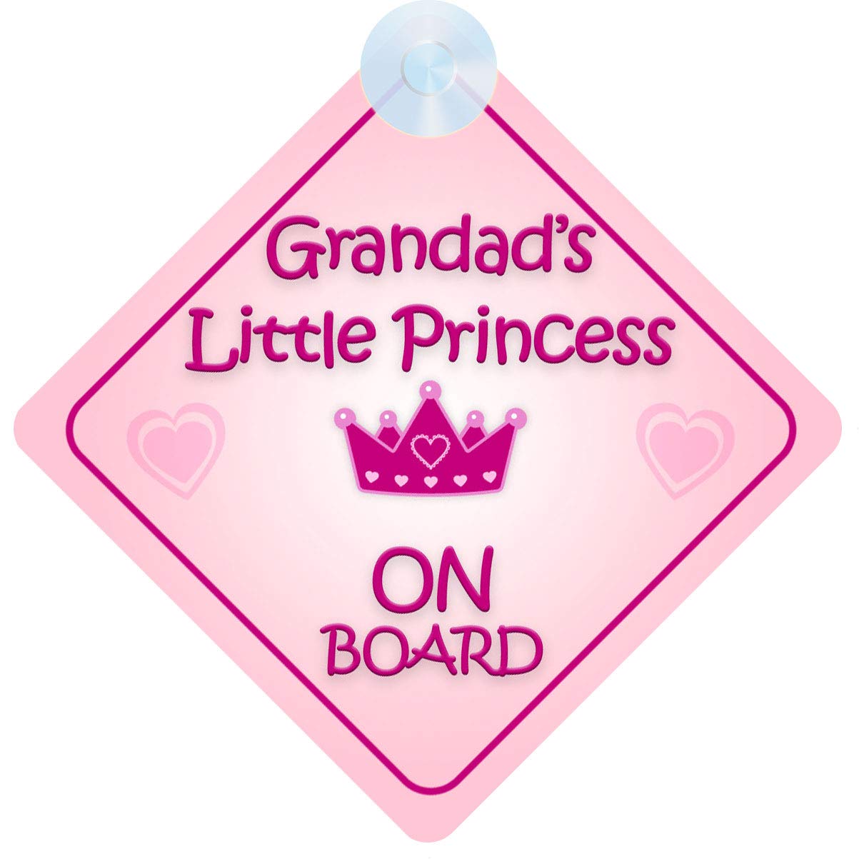 QG Ltd Grandad Little Princess on Board Car Sign for Children/Baby Girls Non Personalised Character Theme