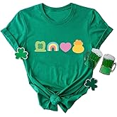 hcihgzr St Patricks Day Shirt Women Shamrock Lucky T-Shirts Cute Irish Lucky Shirts Short Sleeve Lucky St Patricks Day Shirt