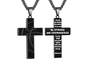 GLITTO Stocking Stuffers - Basketball Cross Necklace for Boys Men, Stainless Steel Bible Verse Pendant Chain, Christian Religious Jewelry Gifts for Son Teen Boys