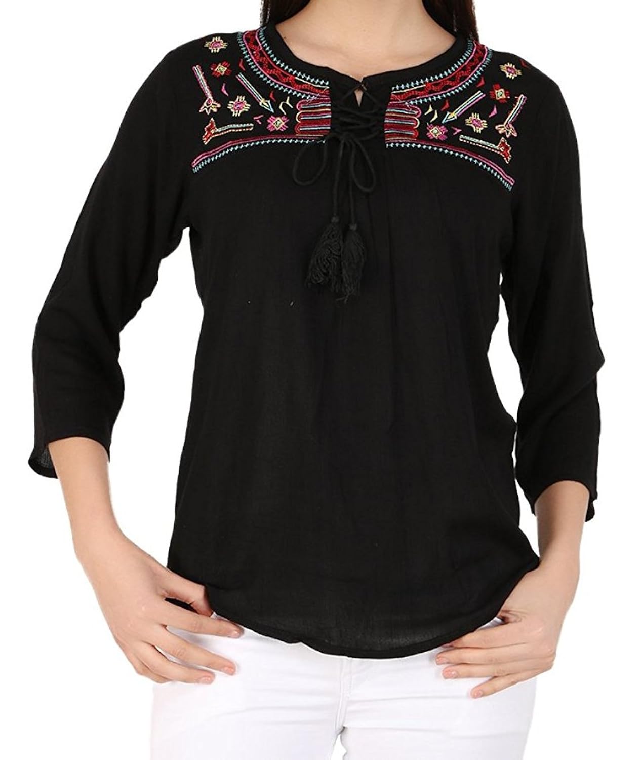 triumphin women's cotton embroidered casual tops (tramt0052)