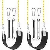 2 Pack Swing Set Seat with Metal Triangle Ring & 66Inch Anti-Rust Chains, Swing Replacement with Snap Hooks & Hanging Straps, Support 300lb for Outdoors Backyard Playground (Black X2)