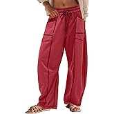 Panadila Womens Barrel Pants Drawstring Wide Leg Sweatpants Baggy Summer Lounge Pants Casual Beach Trousers