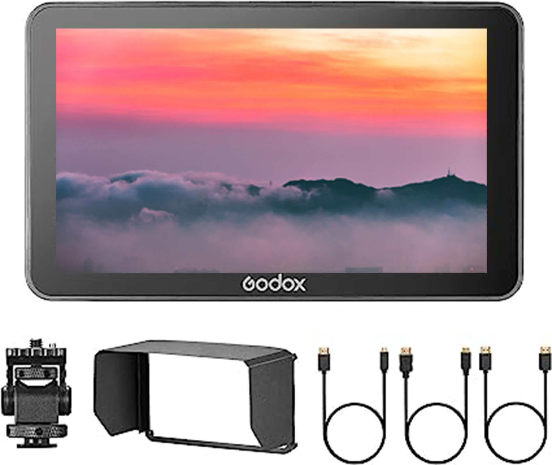 Godox GM6S 4K Camera Field Monitor 5.5 Inch 1200nit Video Monitor for DSLR Camera 1920 * 1080 IPS Screen Touch Control HDMI Input & Output Custom 3D LUT with Sun Hood