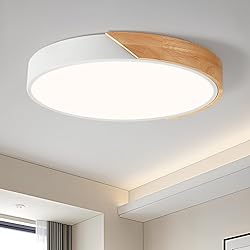 Vikaey Modern LED Ceiling Light, Minimalist Wood