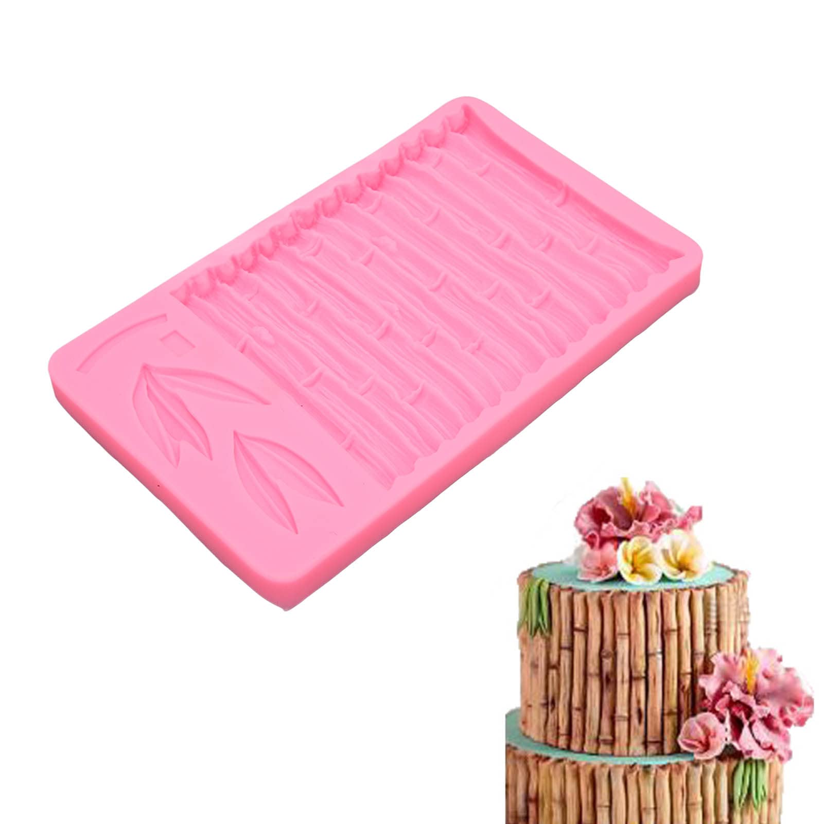DEWIN Silicone Mold, Fondant Mould Chinese Style Bamboo Leaf Silicone Mold Bamboo Pattern Baking Mould for DIY Cake Fondant Chocolate