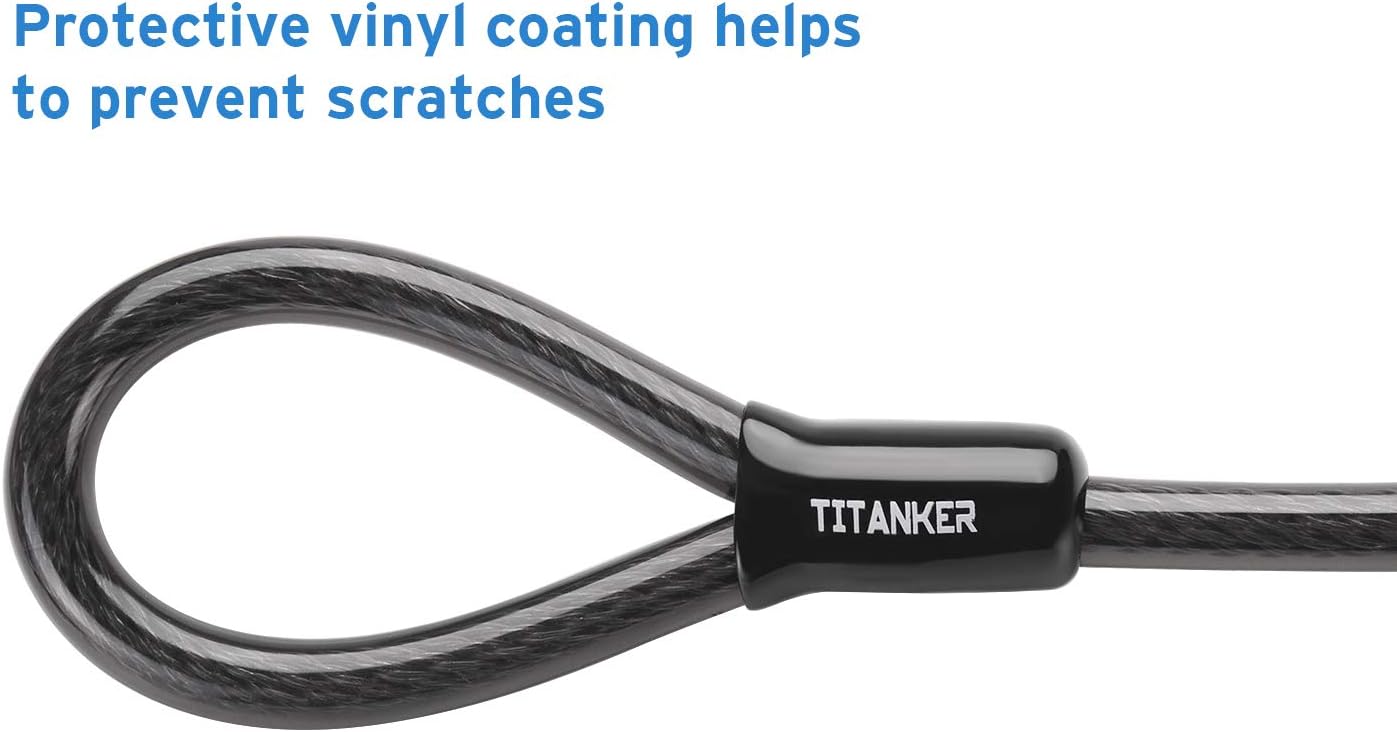 Titanker Bike Steel Cable, 12mm Thick Heavy Duty Security Vinyl Coated Flexible Steel Cable with Loop End : Sports & Outdoors