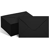 50 Packs of A7 Envelopes for Invitation, Black 5x7 Envelopes with V Flap, Great for Graduation, Invitation, Baby Shower, Wedding and RSVP Cards (Black)