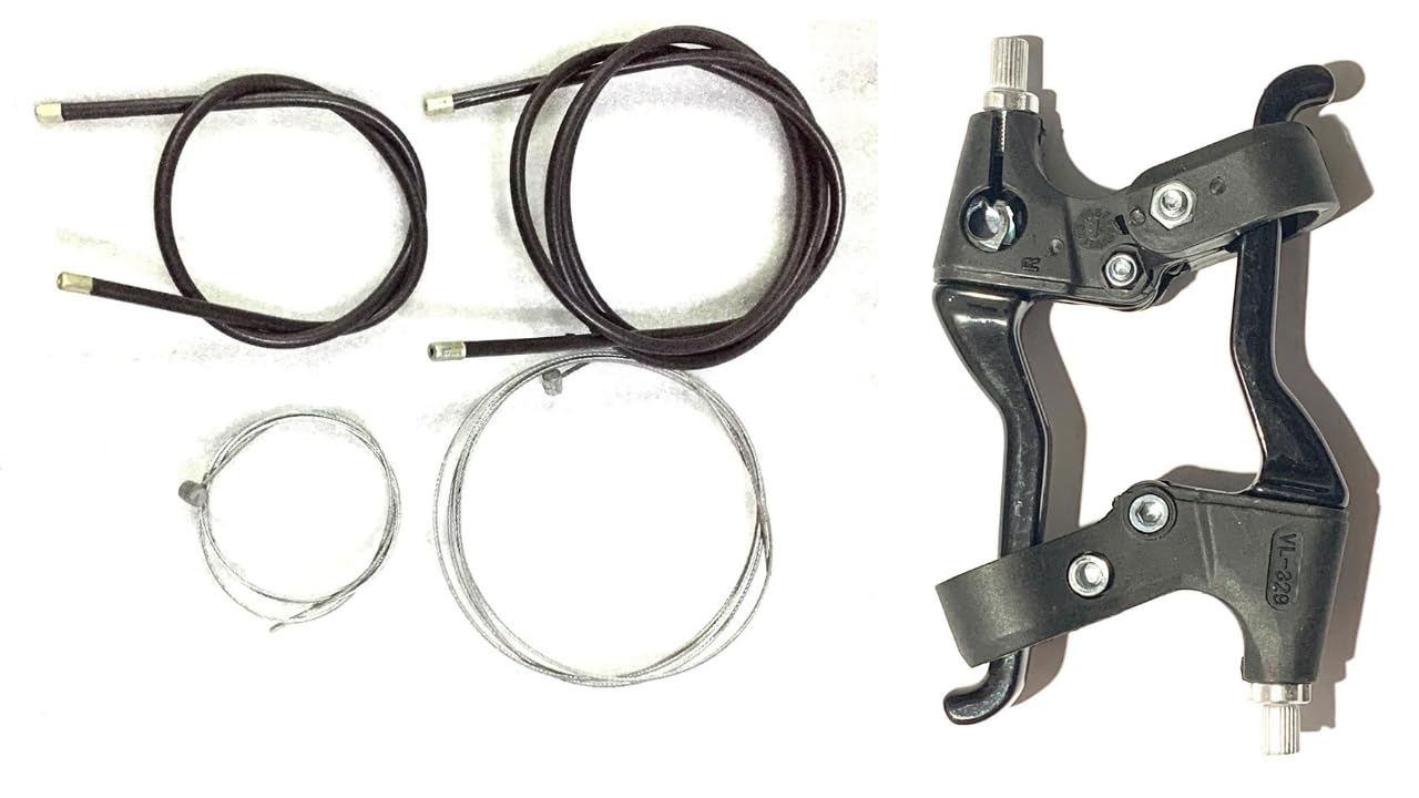 AARNAV Pair of Black Brake Levers Three Finger for Mountain Bikes BMX MTB Bicycle Cycle Black Lever Set (Black Levers With Cabels Set)