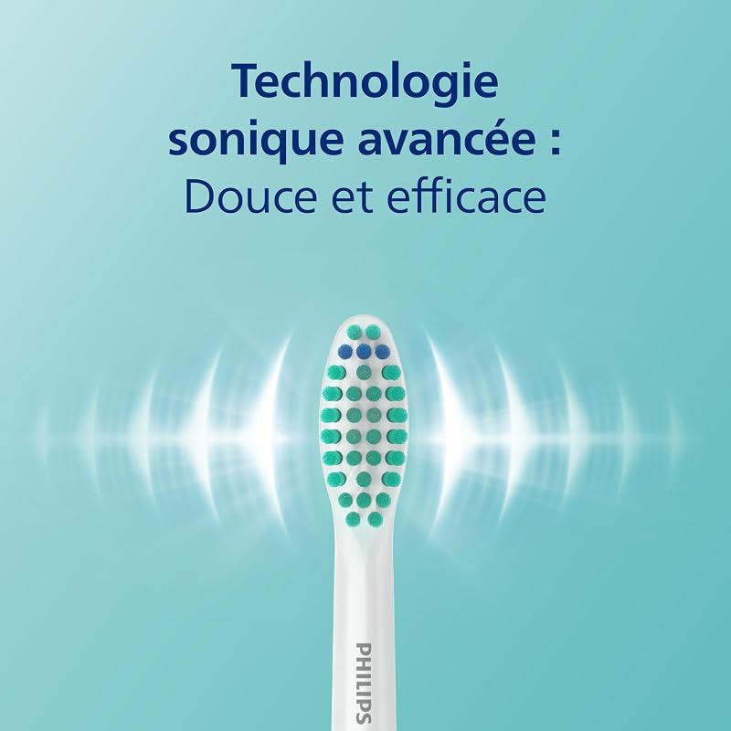 Sonicare 3100, Brosse à dents électrique sonique, capteur de pression et minuterie, étui de voyage, noir, modèle HX3673/14