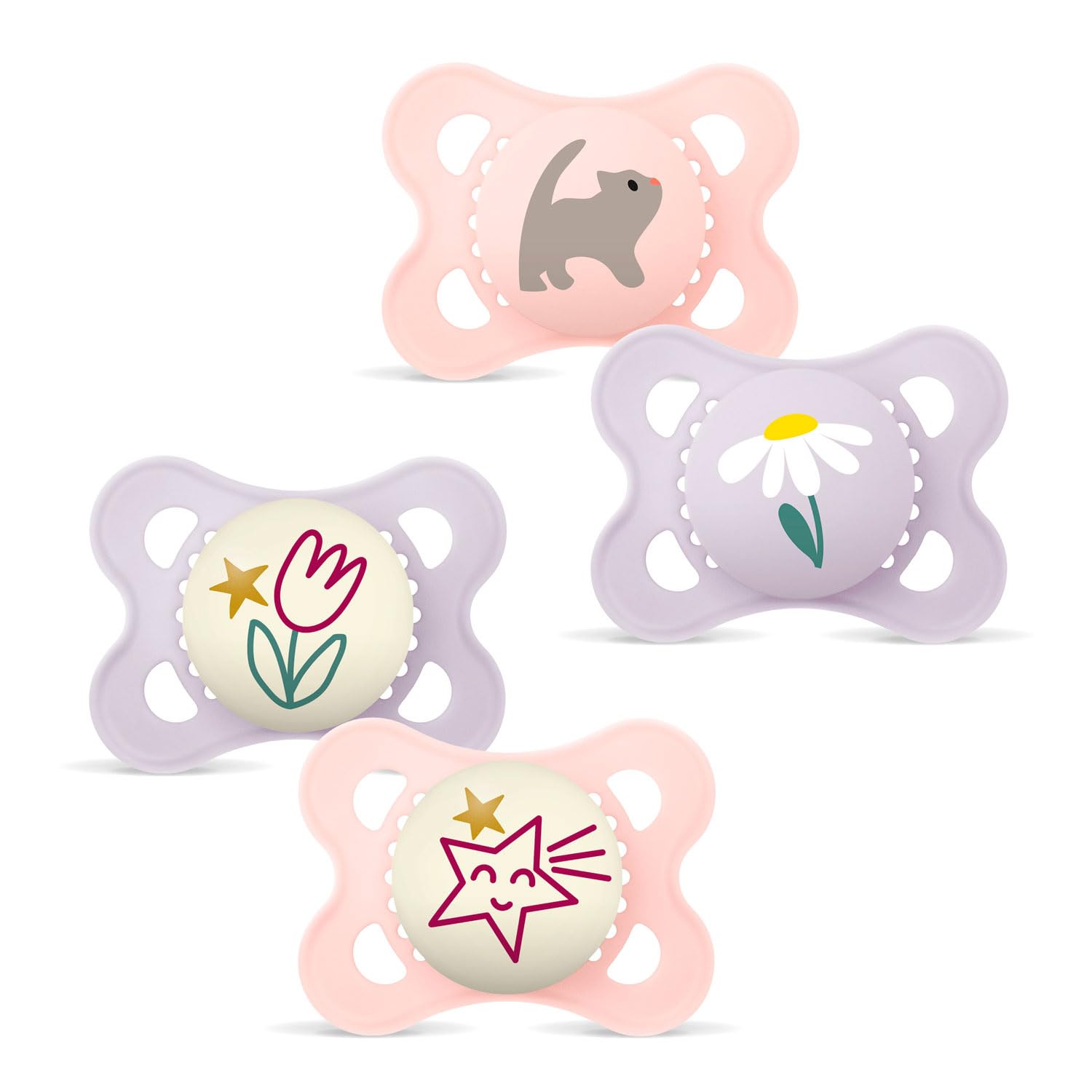 MAM Day & Night (2+2) SkinSoft Silicone Soothers 0-6 months, 4 pieces, 2 travel boxes